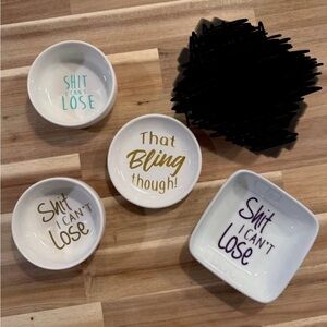 White Ceramic Ring Dish with Fun Text (Jewelry Holder)